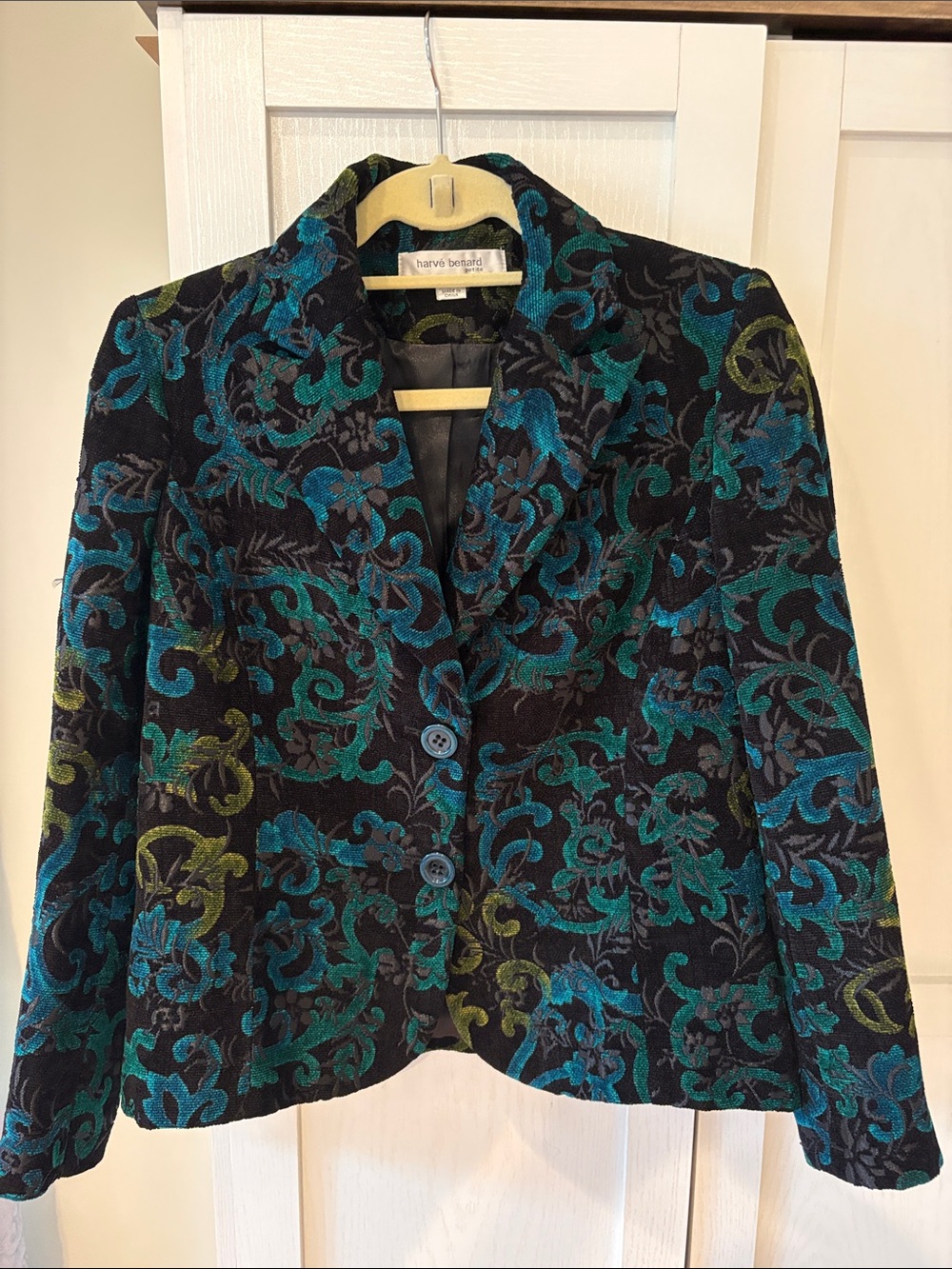 Harve Benard Teal & Black Patterned Women's Blazer Size 6P